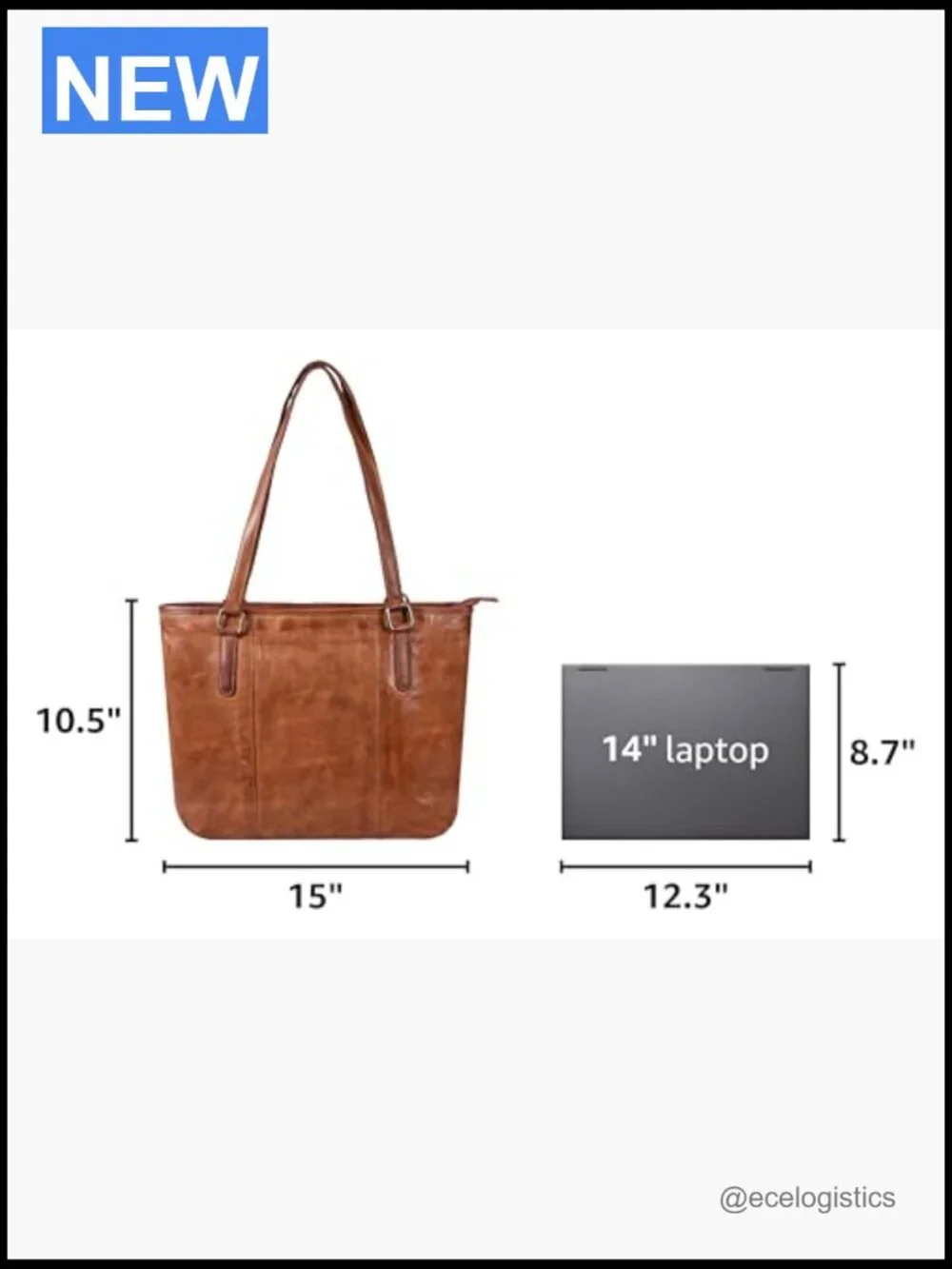 Genuine Leather Tote Satchel - Shoulder Bag for Work Travel